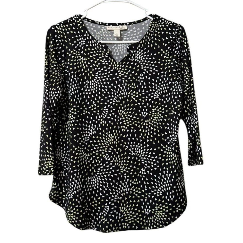 Emaline Petitie Women Size PS Blouse Stretch V Neck 3/4 Sleeve Office‎ Teacher